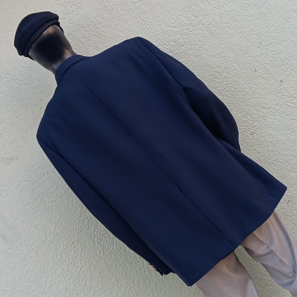 GARRISON PARK MEN'S VINTAGE PURE WOOL NAVY BLUE BLAZER W/GOLD BUTTON ACCENTS - Picture 16 of 17